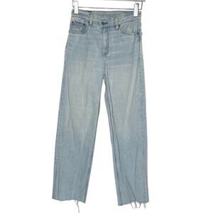 American Eagle Highest Rise Baggy Straight Jeans 2 Extra Long Light Wash